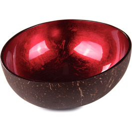 Дизайнерська чаша з кокосової шкаралупи, унікальна, 100 натуральна харчова (Червоний металік), 24
