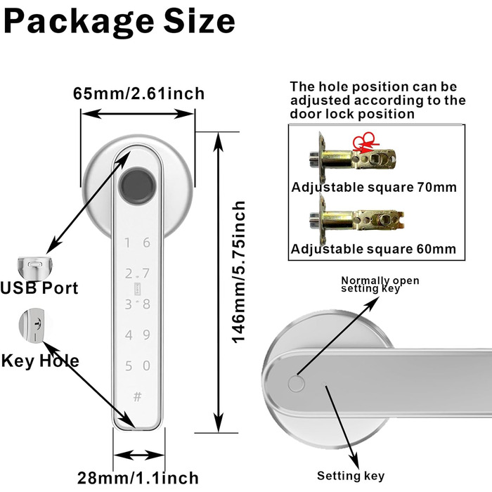 Розумний замок з відбитком пальця Smart 5-в-1: App-керування, відбиток пальця, IC-карта, пароль, запасний ключ. Електронний цифровий замок для дверей. Підходить для розумних дверей срібного кольору.