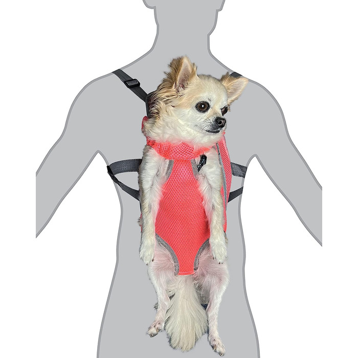 Рюкзак для собак регульований з ремінцем на животі дихаючий для маленьких собак і цуценят (XXS, неоновий Корал)