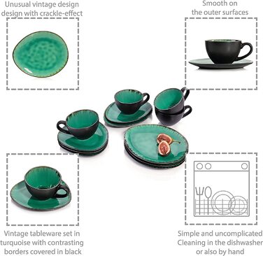 Sänger Kaffeeservice Palm Beach: 12-частинний набір посуду з кераміки для 4 осіб, преміум-якість