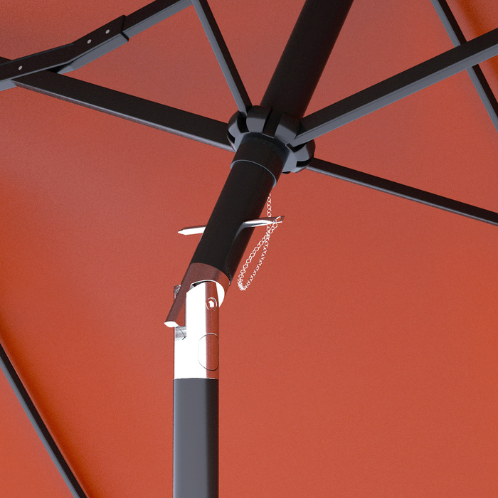 Сонячний парасоль, садовий парасоль, регульований нахил, з ручним механізмом, захист від вітру, поліестер + сталь, бордовий, 295 x 152 см