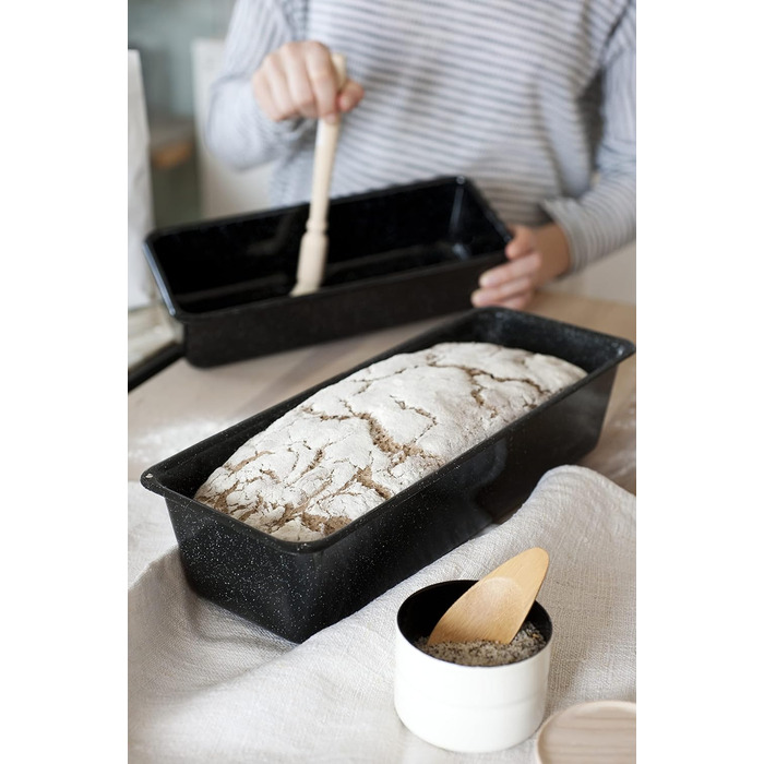 Професійна форма для випічки Baker, форма для випічки, ємність 1,7 літра, висота 7,8 см, ширина 10 см, довжина 30 см, емаль, чорна, форма для хліба, індукційна, емальована форма для випікання, форма для хліба, 0638-022