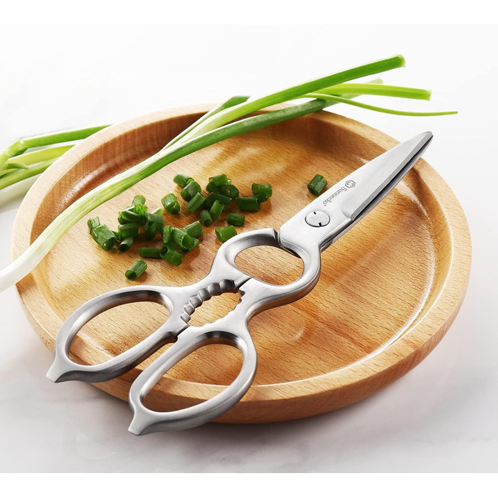 Кухонні ножиці Sunnecko 8 дюймів - універсальні, з ручкою, що ергономічно лежить у руці, з подрібнювачем горіхів, з нержавіючої сталі