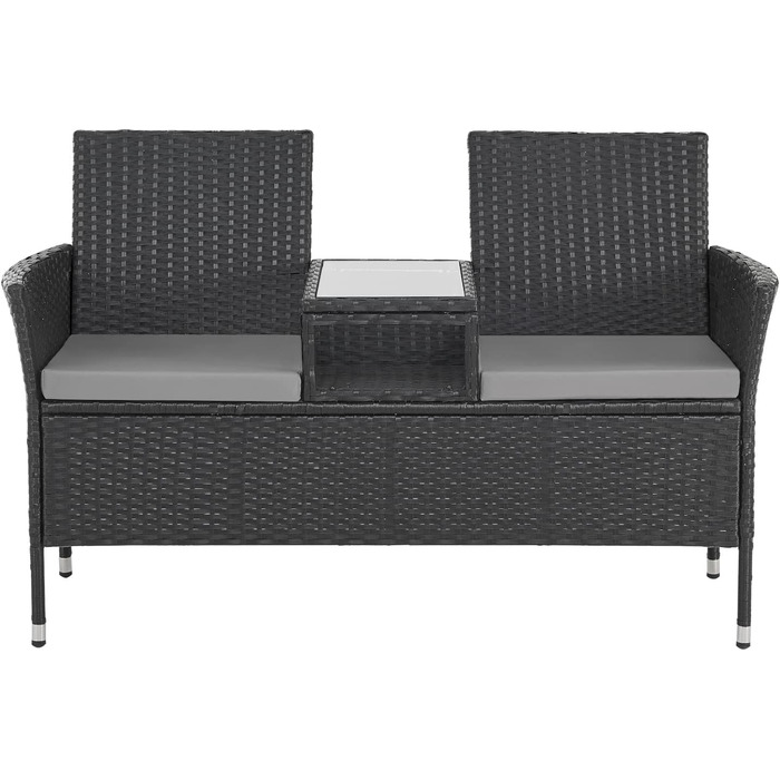 Лавка садова SVITA Chicago з поліротангу чорного кольору для саду та тераси