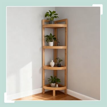 Поличкова стійка Relaxdays з бамбука для кута з полицями