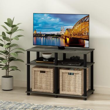 Підставка для телевізора Furinno Romain Turn-N-Tube до 40 дюймів, Французький горіх/Чорний