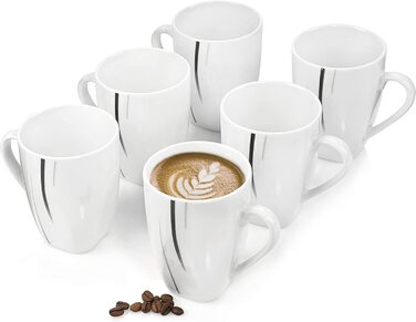 SÄNGER Кавовий сервіс Bilgola з порцеляни, 6 персон, 150 мл, білий з чорними лініями | PREMIUM COLLECTION