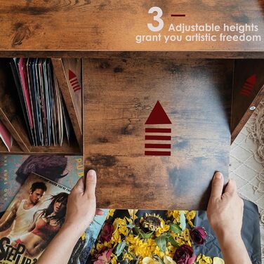 Підставка для програвача з місцем для зберігання вінілових платівок, витримує до 136 кг, велика стійка-шафа для програвача з місцем для альбомів, вінілова полиця-вітрина, дерев'яна підставка для програвача (колір: коричневий)