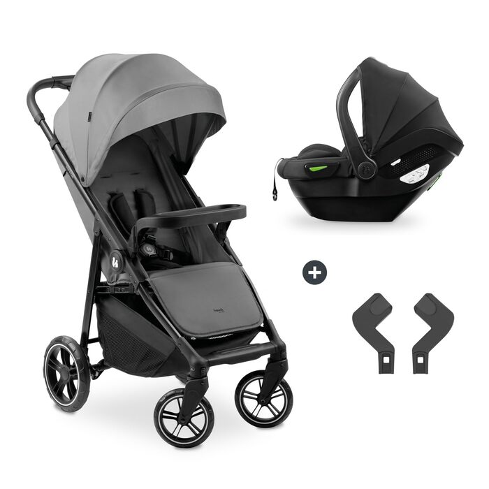 Дитяча коляска 3-в-1 Hauck Shop N Care Travel Set Grey - для дітей до 22 кг, автокрісло i-Size, регульована спинка, складна, UPF 50+