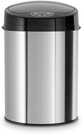 Відро для сміття для ванної кімнати EW-BE-0259 Infra з реальним механізмом, 9 л (сріблясто-темного кольору)