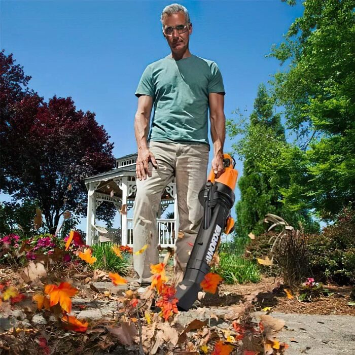 WORX WG505E: Електричний повітродув та пилосос для листя 3000W – 3-в-1 (повітродув, пилосос, мульчер) з мішком 45л – швидкість 335 км/год, об'єм 600 м³/год