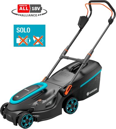 Акумуляторний газонокосарка Gardena PowerMax 37/36V P4A Ready-to-Use Set: для газонів до 350 м², ширина косіння 37 см, об'єм збору 45 л, центральне регулювання висоти, двигун PowerPlus з Eco-режимом