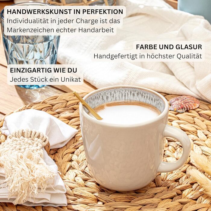 Набір посуду SÄNGER Kreta 30 предметів: тарілки, чашки, миски, для 6 осіб, блакитний, з кремовим, стійкий до подряпин, придатний для миття в посудомийній машині та використання в мікрохвильовій печі