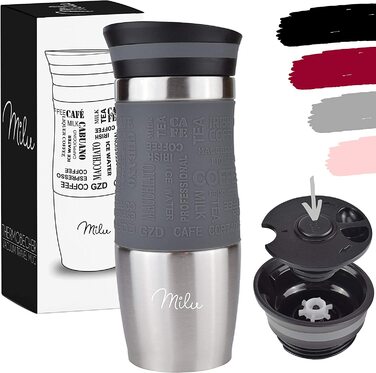 Термокружка Milu 450мл з нержавіючої сталі, 370мл, для кави з собою, з подвійними стінками, не протікає, для подорожей, авто