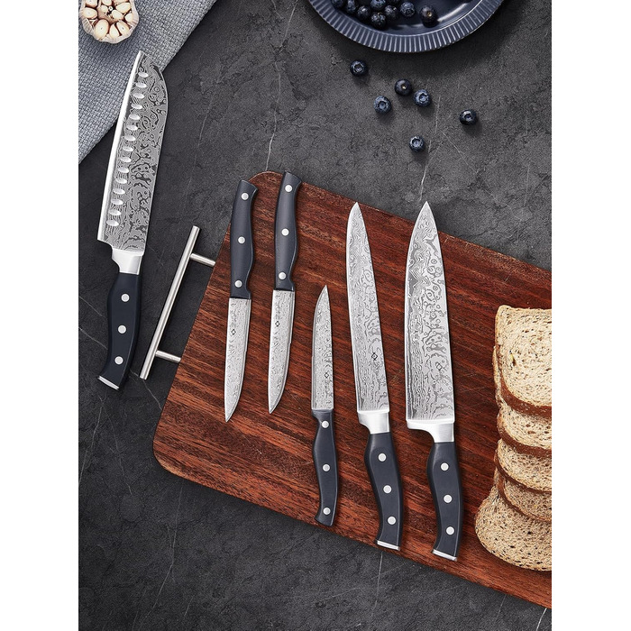 Набір ножів Amegat 14 предметів: кухонний набір з самозаточуванням, нержавіюча сталь, з ергономічними ручками