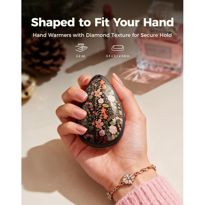 Електричні грілки для рук OCOOPA 2 шт. - стильні, у формі діаманта з магнітом, акумуляторні, для жінок, подарунок, для Реяно, піших прогулянок, кемпінгу