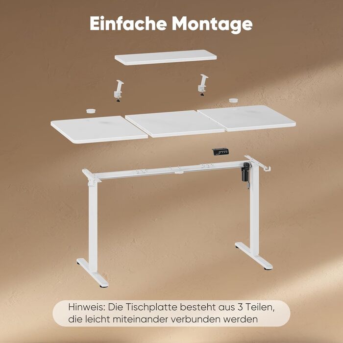 Регульований стіл Sweetcrispy з підставкою для монітора, електричний, ергономічний, стоячи/сидячи, комп'ютерний, vintage, білий, 120 x 60 см