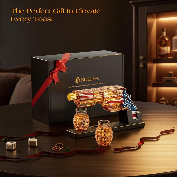 Набір скляного графину для віскі Kollea з келихом у формі гранату, подарунок для чоловіків, батька, друга, військових, святковий набір