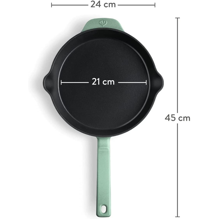 Чавунна сковорода для стейків, 24 см - Емальована, стійки для гриля - Для всіх типів варильних поверхонь, в т.ч. індукційних (сковорідка)