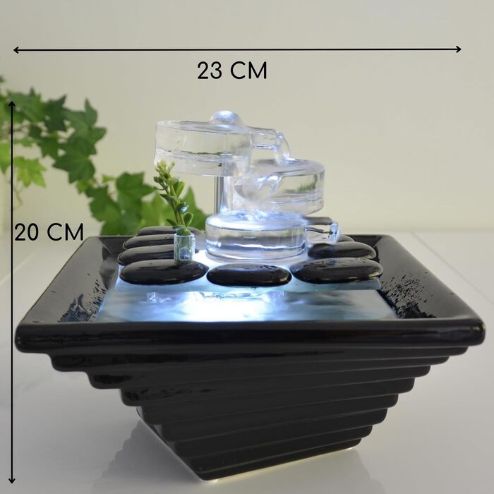 Внутрішній фонтан з кераміки та скла, декор для медитації, чаша Zen, подарунок, 20x23x23 см, Himalaya Zen'light