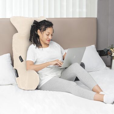 Велике крісло-мішок для читання, 78,7 см, з підголовником та підлокітниками, спинка для читання та відпочинку, сірий (бежевий, середній)