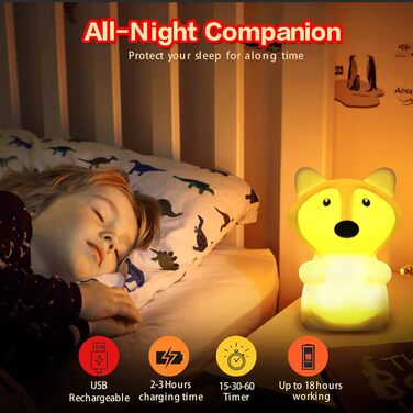 Нічник Baby Dimmable з дистанційним керуванням/сенсорним керуванням, портативний, силіконовий