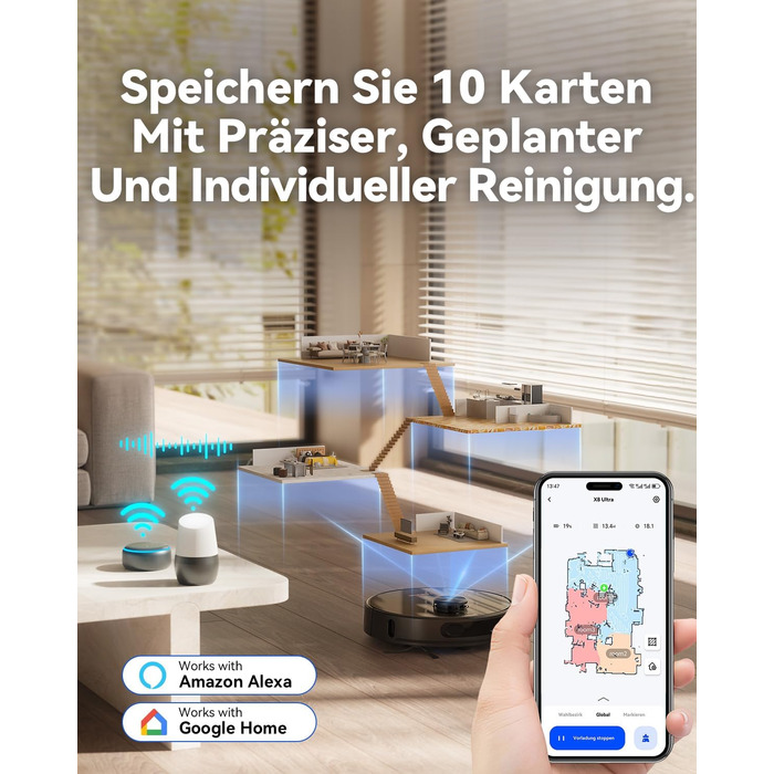 Робот-пилосос Tesvor S8 Pro з функцією миття - 8000Pa, 3в1, LiDAR-навігація, 240 хв роботи, керування через додаток/Alexa, для шерсті тварин, килимів та твердих підлог