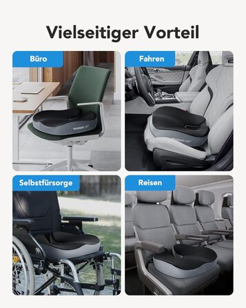 Подушка для офісного крісла HUANUO: велика подушка з піною Memory Foam. Зняття напруги з попереку та куприка. Підходить для офісних крісел, авто та інвалідних візків. Ідеально для тривалого сидіння. Нековзна поверхня.