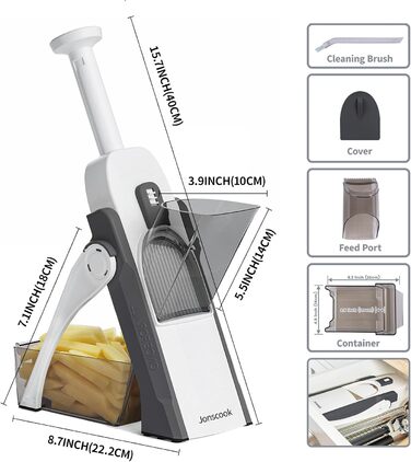 Набір для нарізання овочів 5-в-1, регулювання товщини 0,1-8 мм, сірий (Space Grey)