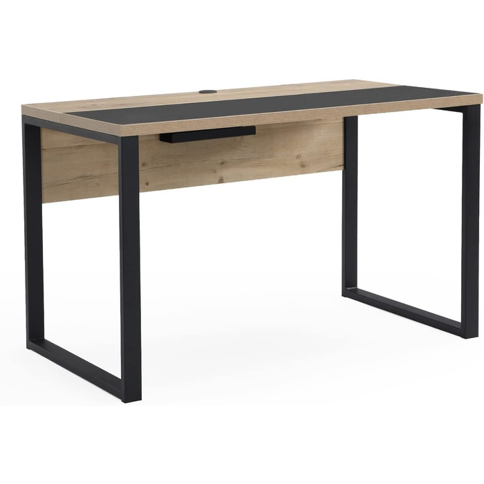 Стіл B&D Home Noel офісний стіл з кабельною каналізацією промисловий дизайн чорний пісочний дуб, 120x70 см