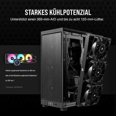Корпус для ПК Corsair 2000D Airflow Mini ITX, чорний, сітчаста сталь, 3 слоти для GPU, оптимізований для охолодження, сучасні порти на передній панелі