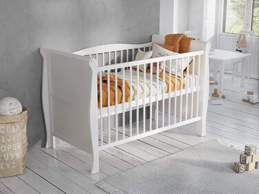 Дитяче ліжко-приліжкове Love For Sleep 120x60 з бар'єром, біле, Leo. Ліжко для новонароджених, збірно-розбірне, з дерева.