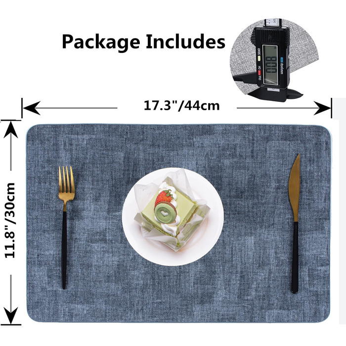 Набір тканих серветок з екошкіри для столу, вологостійкі, стійкі до плям, термостійкі, легко миються, PU серветки для кухні та обіднього столу (Темно-синій, 6 шт.)