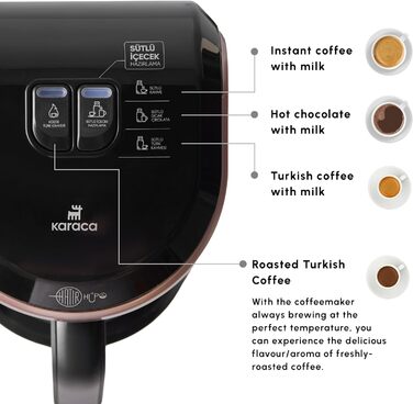 Турецька кавоварка KARACA Hatr Hups, машина для підігріву молока, 5 осіб, повністю автоматична кавоварка, турецький мокко з молоком, гарячий шоколад, розчинна кава з молоком, тепле молоко (молочне рожеве золото)