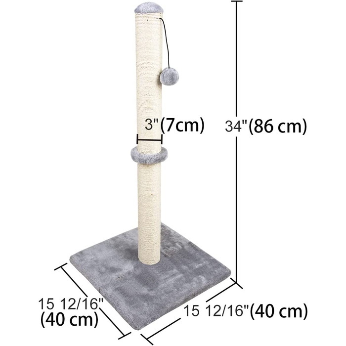 Стовпи для кішок Dimaka Ultimate висотою 86 см, стовпи для кішок, стовбур сизалю, запасний стовбур для котячого дерева, дошка для подряпин з плюшем (сірий) Сірий, синій, коричневий