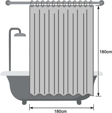 Прозора завіса для душу EurCross 180x200 з 3D-малюнком, водонепроникні штори для ванної кімнати з 3 сильнішими магнітами внизу, Eva Пластикова завіса для ванної кімнати з 12 гачками (180 х 180 см, геометрична)