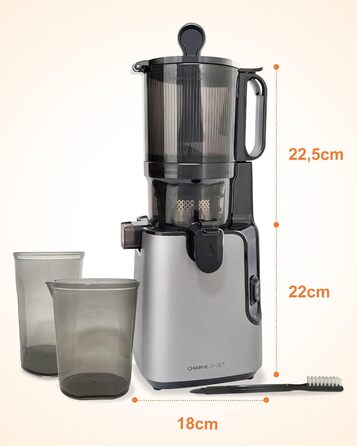 Charmline Slow Juicer: повільний соковитискач для фруктів та овочів, 1,8л, легке очищення