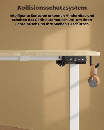 Регульований по висоті письмовий стіл для дому та офісу з пам'яттю на 2 пресети, стіл для ігор та роботи, колір вінтажний коричневий (100 x 60 см)