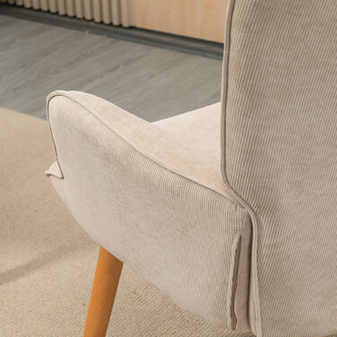 Крісло HOMCOM Wingback з табуретом Крісло з м'якою реклайнером Вельвет Look Крісло для відпочинку Крісло Крісло з дерев'яними ніжками Телевізор Крісло бежеве для вітальні
