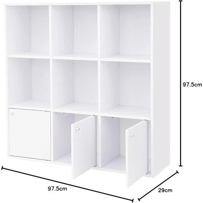 Книжкова шафа, книжкова шафа, полиця, з дверцятами, DVD полиця, полиця для зберігання, стояча полиця, для вітальні, спальні, дитячої кімнати, кабінету, біла LBC33WT