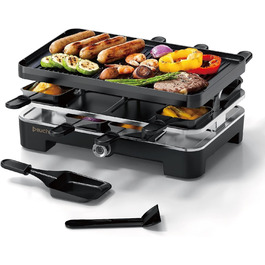 Електричний гриль для раклет Muchen на 8 осіб з антипригарним покриттям, 1200W, 8 сковородок та 8 скребків