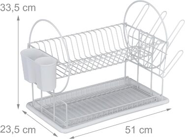 Сушарка для посуду, 2 рівні, 33,5x523,5 см, 80 заліза (біла)