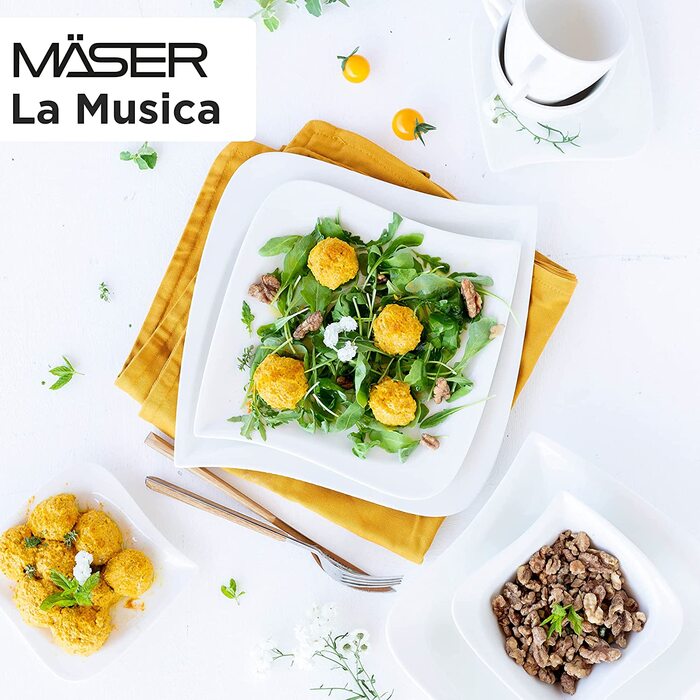 Кавові чашки серії Mser La Musica, набір з 6 кавових чашок, порцелянові, білі (комбінований сервіс 42 шт.)