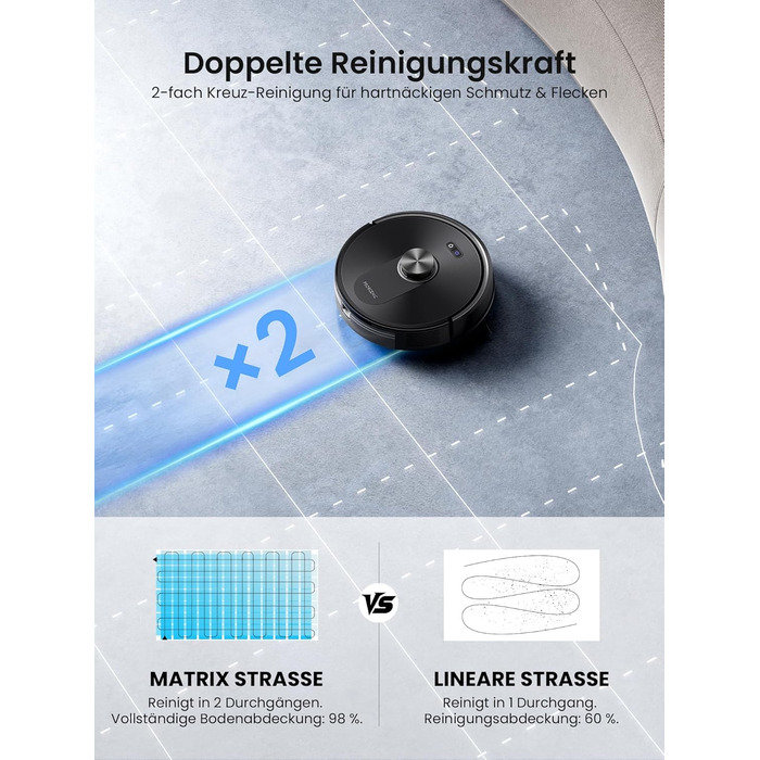 Робот-пилосос Proscenic Q10 з мокрою очисткою, 8000Pa, 200 хвилин роботи, лазерна навігація, керування через додаток, Alexa, Siri, Apple Watch, чорний