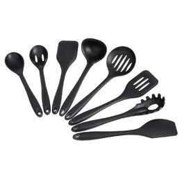 Набір кухонного посуду DomopolisCommercial з силікону з антипригарним покриттям, термостійкий, з 8 предметів, чорний