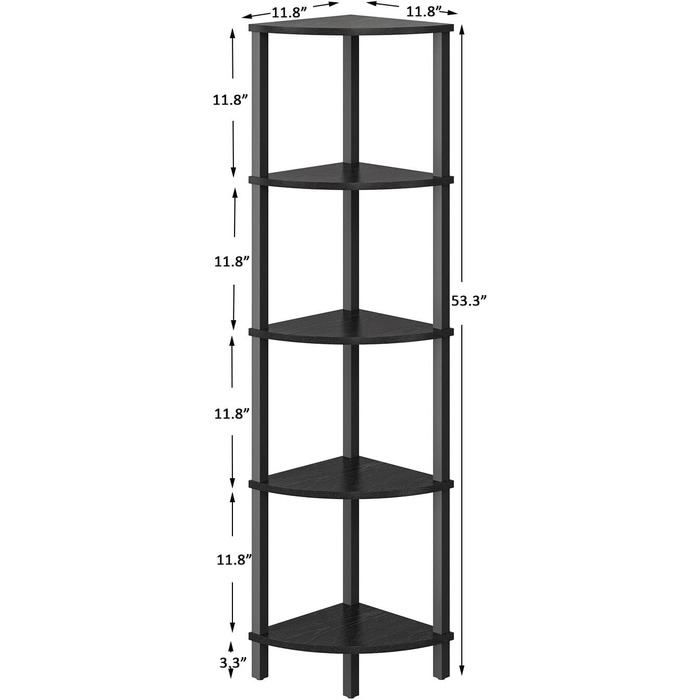 Полиця кутова VASIHO, 5 ярусів, промисловий дизайн, JSJ001H (чорний)