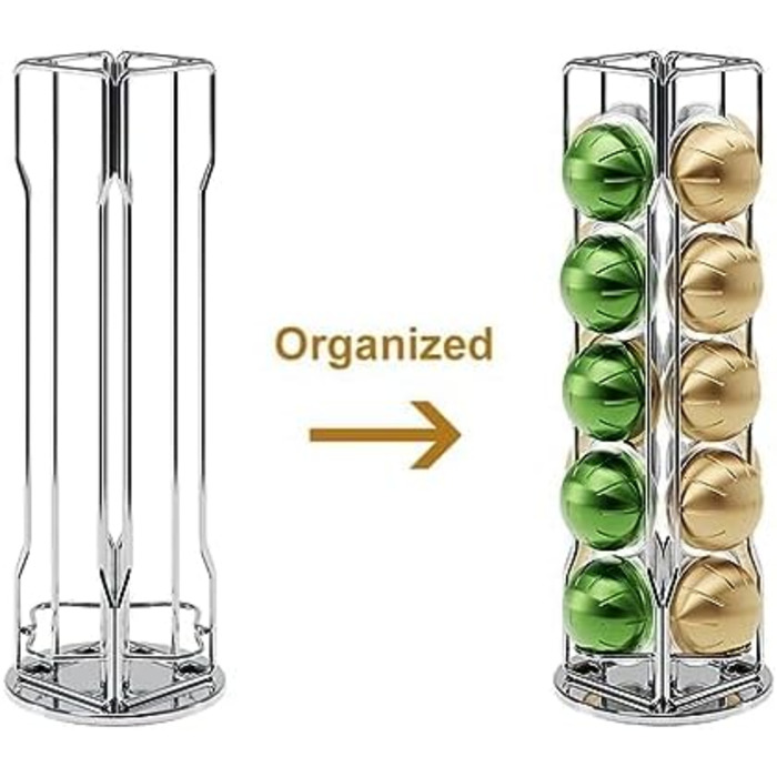 Тримач для капсул Nespresso Vertuo Sevenline – 20 капсул, обертається на 360°, срібний