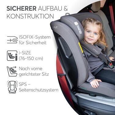 Автокрісло KikkaBoo i-Size i-FLIT 9-36 кг ISOFIX, група 1/2/3, 15 місяців - 12 років, з системою SPS, Top Tether, регульованою підголівником (чорне)