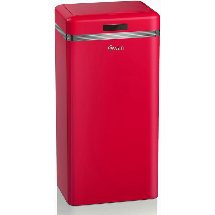 Відро для сміття Swan Retro з датчиком руху, 45 л, металеве, червоне. Інтелектуальний контейнер для переробки від Swan