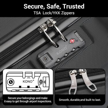 KONO Чемодан-валіза на колесах L (65 см) Чорний